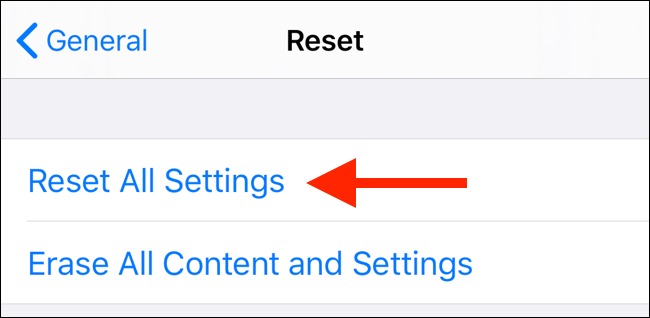 روی Reset All Settings ضربه بزنید