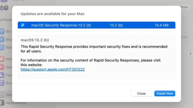 انتشار دومین آپدیت Rapid Security Response برای macOS Ventura 13.2 Beta