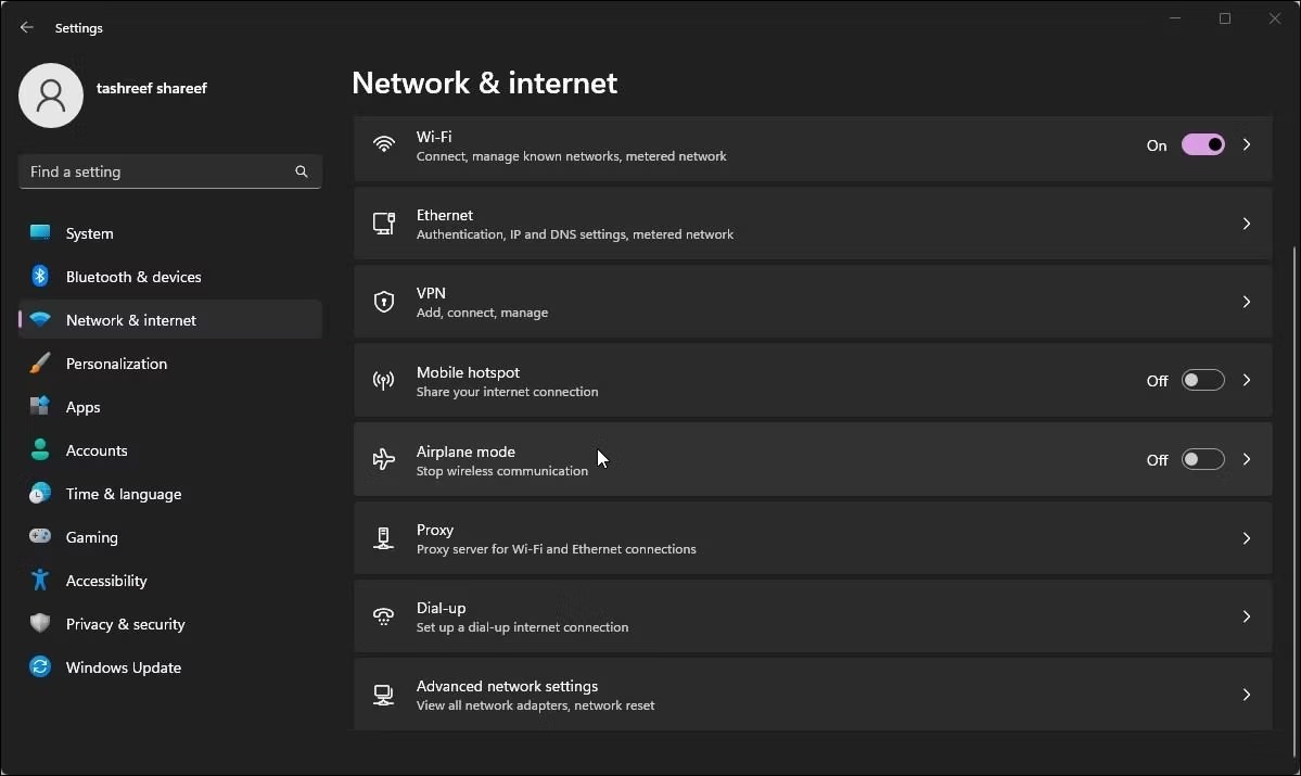 نحوه برطرف کردن ارور You Are Not Connected to Any Networks در ویندوز 11 1 تنظیمات حالت هواپیما ویندوز 11