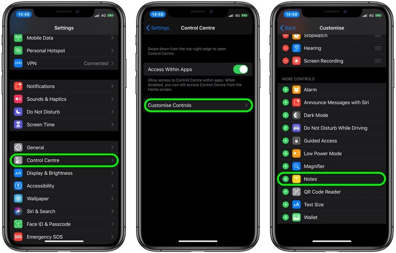 روش فعال کردن ویژگی Instant Notes در آیفون و آیپد 1 تنظیمات iOS
