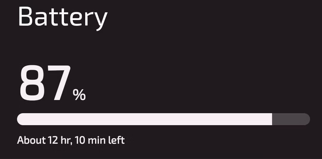 نوار شارژ باتری 87 درصد پر است