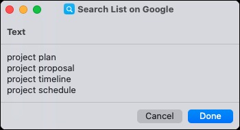عبارات جستجو در فهرست جستجو در میانبر گوگل