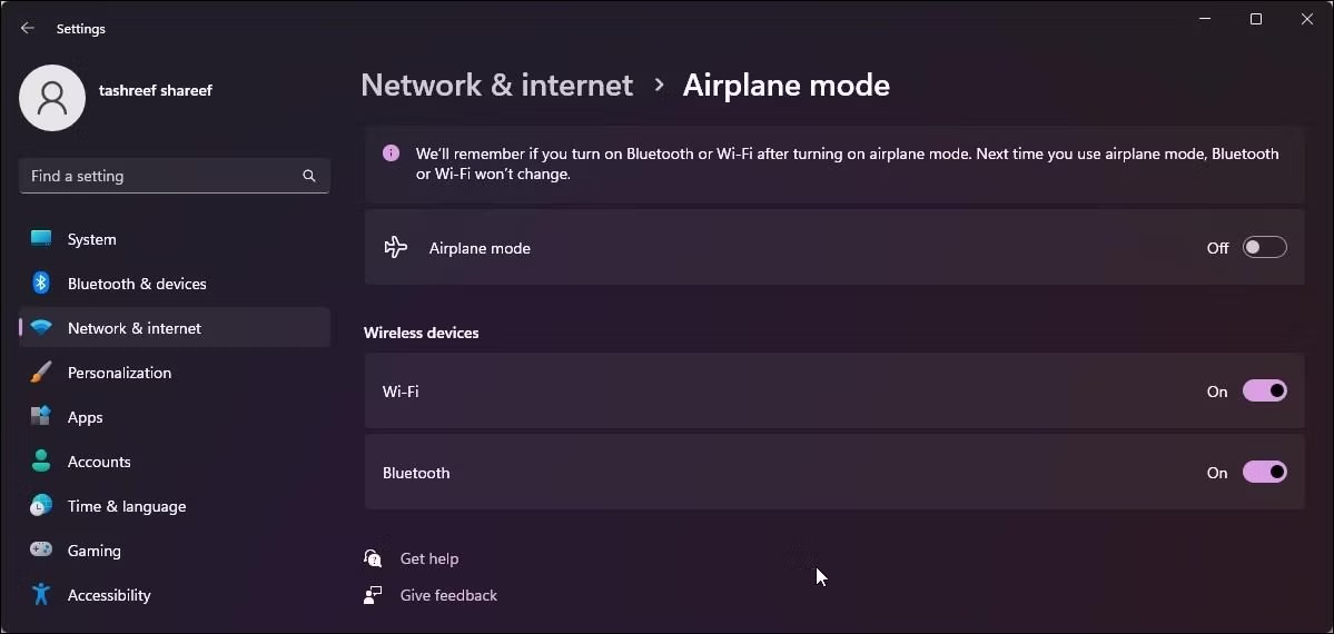 نحوه برطرف کردن ارور You Are Not Connected to Any Networks در ویندوز 11 2 ویندوز 11 حالت هواپیما را غیرفعال کنید