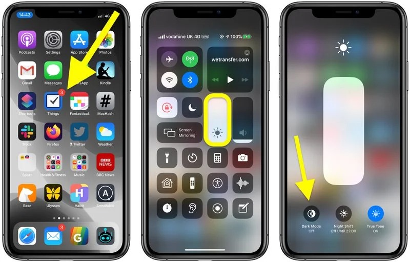 نحوه فعال کردن Dark Mode واتس اپ برای آیفون 2 مرکز کنترل