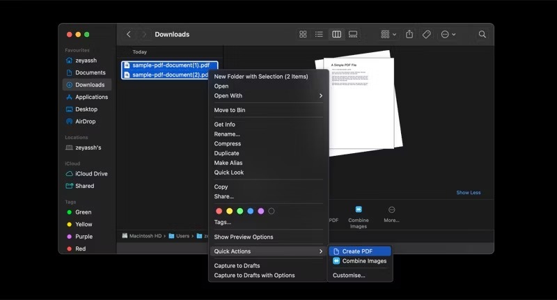 عمل PDF را در منوی کلیک راست ایجاد کنید