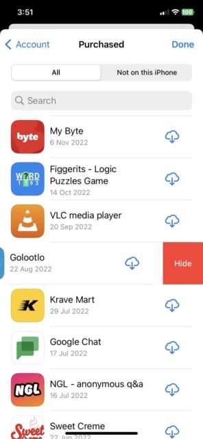 روش مخفی کردن خریدهای App Store در آیفون و آیپد 3 برای مخفی کردن گزینه در تاریخچه خرید، انگشت خود را بکشید