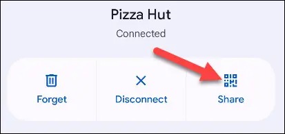 نحوه مشاهده رمز Wi-Fi در اندروید 4 روی دکمه 'اشتراک گذاری' ضربه بزنید.