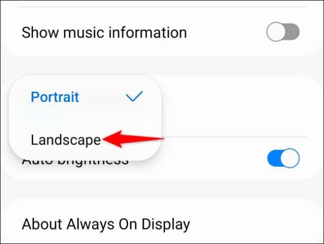 نحوه حل مشکل نچرخیدن صفحه در اندروید 4 Landscape را انتخاب کنید.