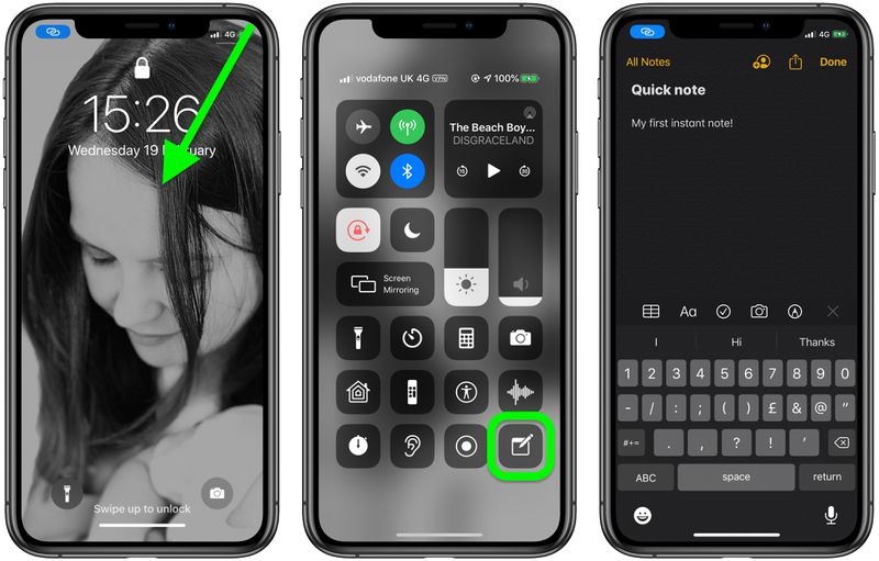 روش فعال کردن ویژگی Instant Notes در آیفون و آیپد 4 دسترسی به Instant Notes از Control Center