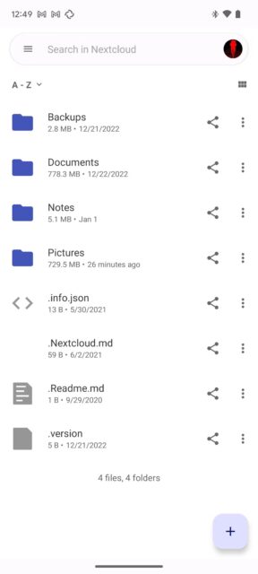 نحوه استفاده از Nextcloud در اندروید به جای Google Drive 3 اسکرین شات از فایل های Android Nextcloud