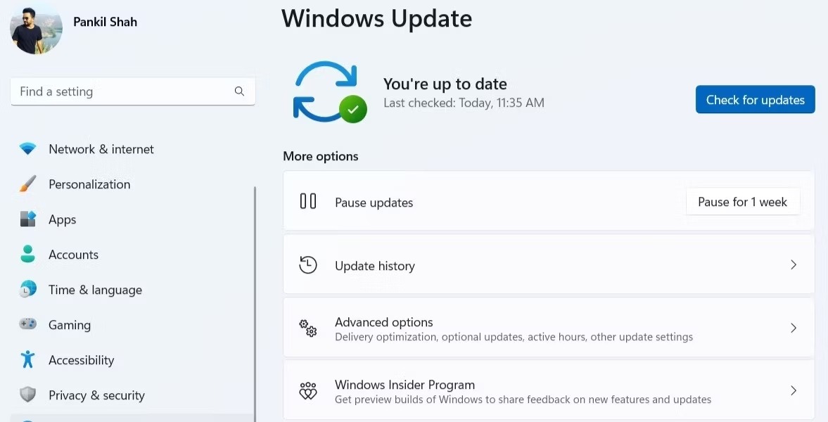 Windows Update را بررسی کنید