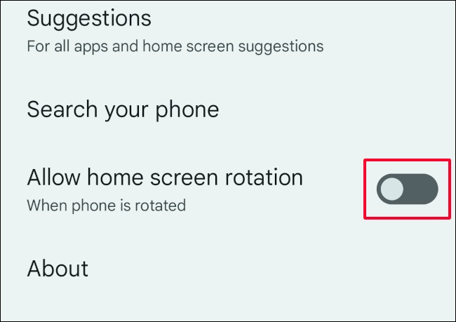 تنظیمات 'Allow Screen Rotation' را پیدا کنید و آن را فعال کنید.