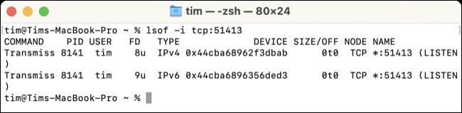 با دستور lsof Terminal، فرآیندهای با استفاده از پورت در مک خود را فهرست کنید