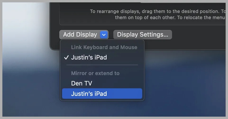 اسکرین شات تنظیمات صفحه نمایش مک