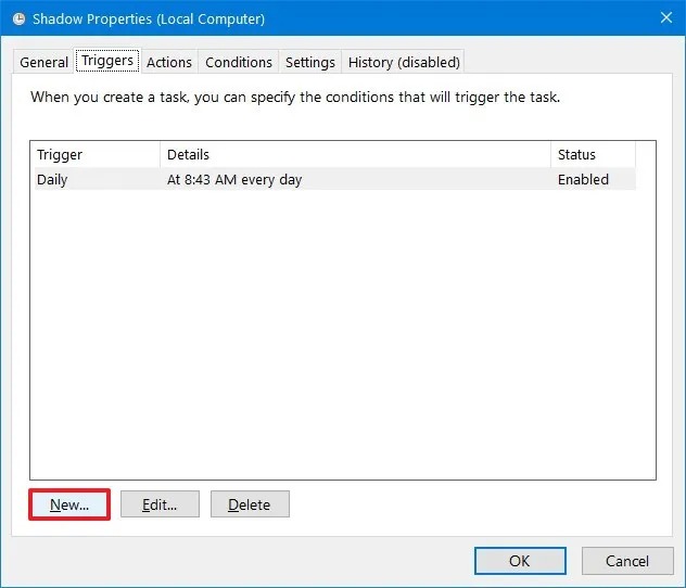Task Scheduler تنظیمات را در ویندوز 10 فعال می کند