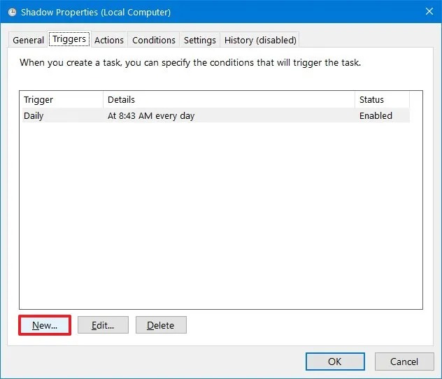نحوه فعال کردن ورژن های قبلی برای بازیابی فایل ها در ویندوز 10 7 Task Scheduler تنظیمات را در ویندوز 10 فعال می کند