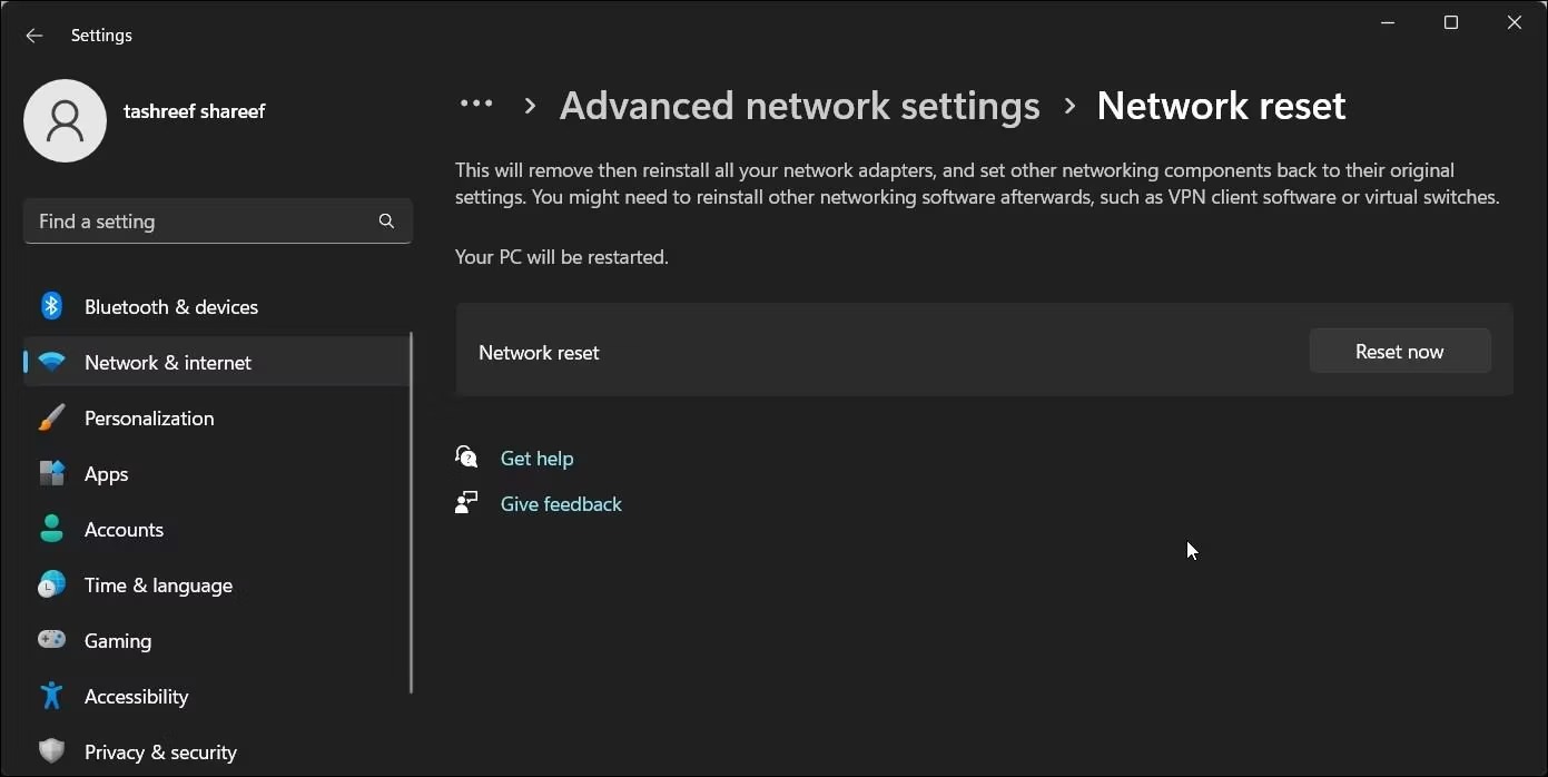 نحوه برطرف کردن ارور You Are Not Connected to Any Networks در ویندوز 11 6 تنظیم مجدد شبکه در حال حاضر ویندوز 11