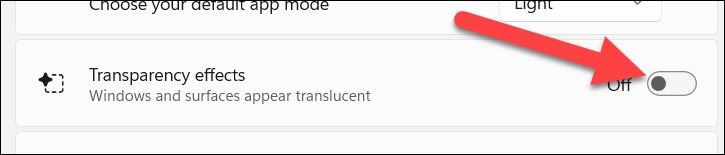 «اثرات شفافیت» را خاموش کنید.