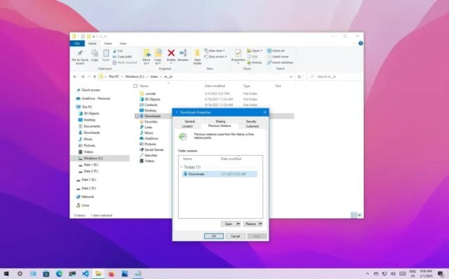 نحوه فعال کردن ورژن های قبلی برای بازیابی فایل ها در ویندوز 10