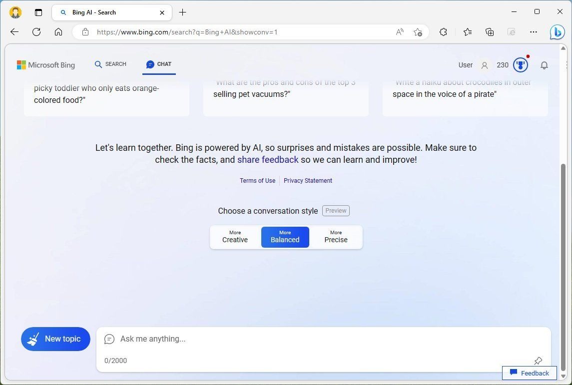 آموزش شروع کار با Bing Chat در ویندوز 11 1 بینگ چت