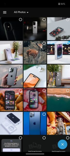 صفحه اصلی برنامه Photoshop Express Photo Editor با ویرایشگر کلاژ انتخاب شده است