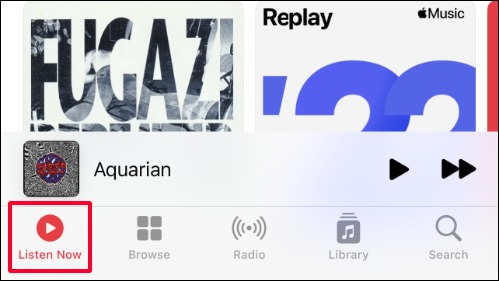 روی «Listen Now» در Apple Music ضربه بزنید.