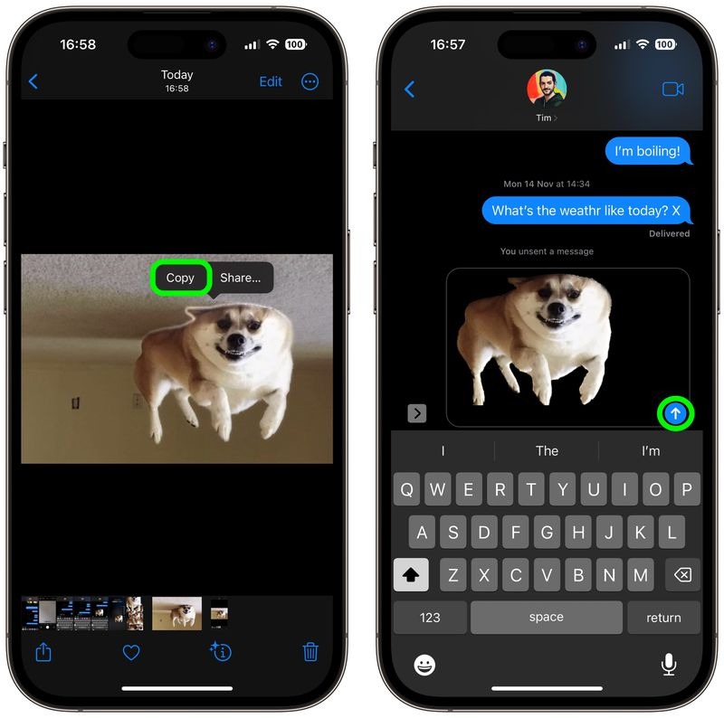 آموزش فرستادن عکس های انفجاری با iMessage در آیفون 1 انتخاب عکس برای فرستادن
