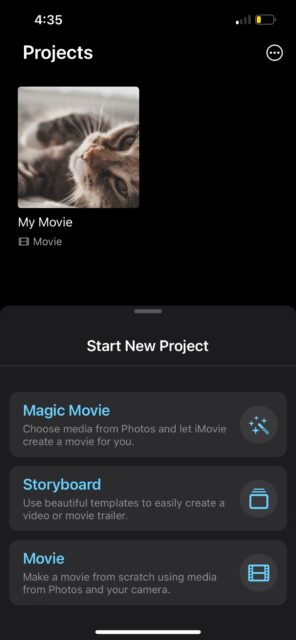 چگونه در آیفون تریلرهای جذاب فیلم بسازیم 1 شروع پروژه جدید در imovie