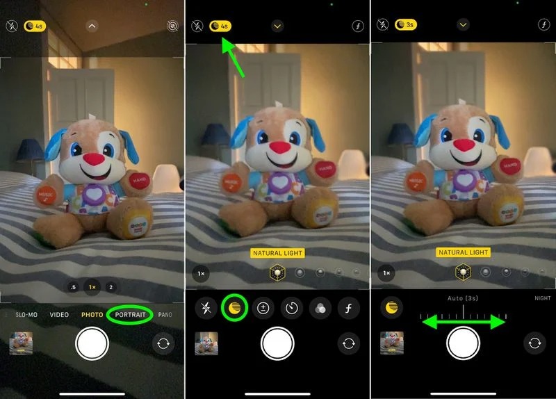 روش فعال کردن Night Mode هنگام گرفتن عکس پرتره در آیفون 1 دوربین آیفون
