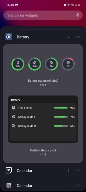 ویجت باتری Samsugn One UI 5.1