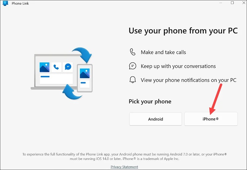 آموزش اتصال آیفون به ویندوز 11 با Phone Link 2 اتصال آیفون به ویندوز