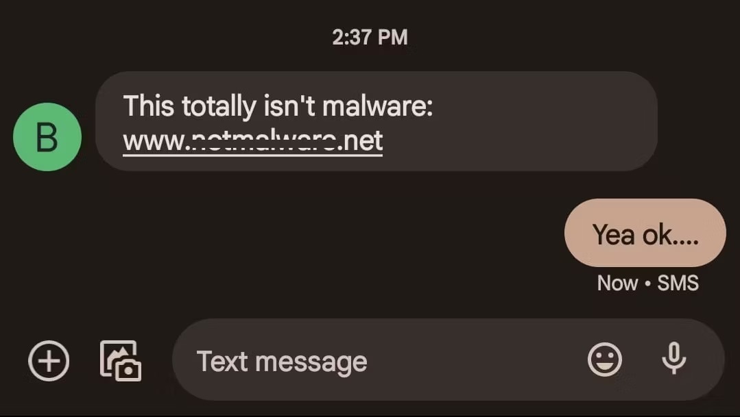 پیام های متنی در برنامه نمایش داده می شود