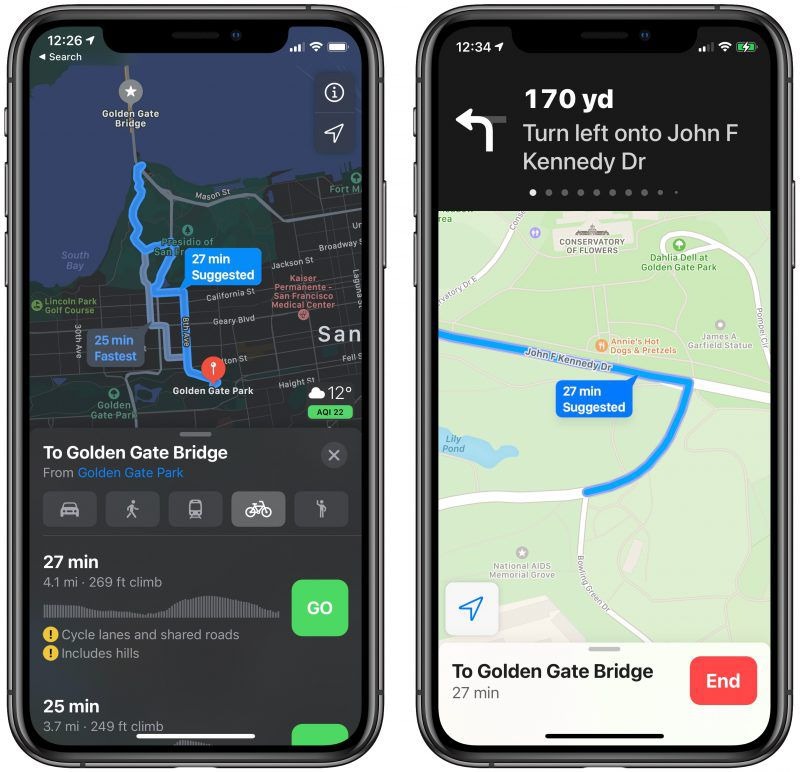مسیریابی دوچرخه با Apple Maps