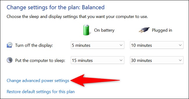 تنظیمات پیشرفته برق در رایانه شخصی ویندوز 11
