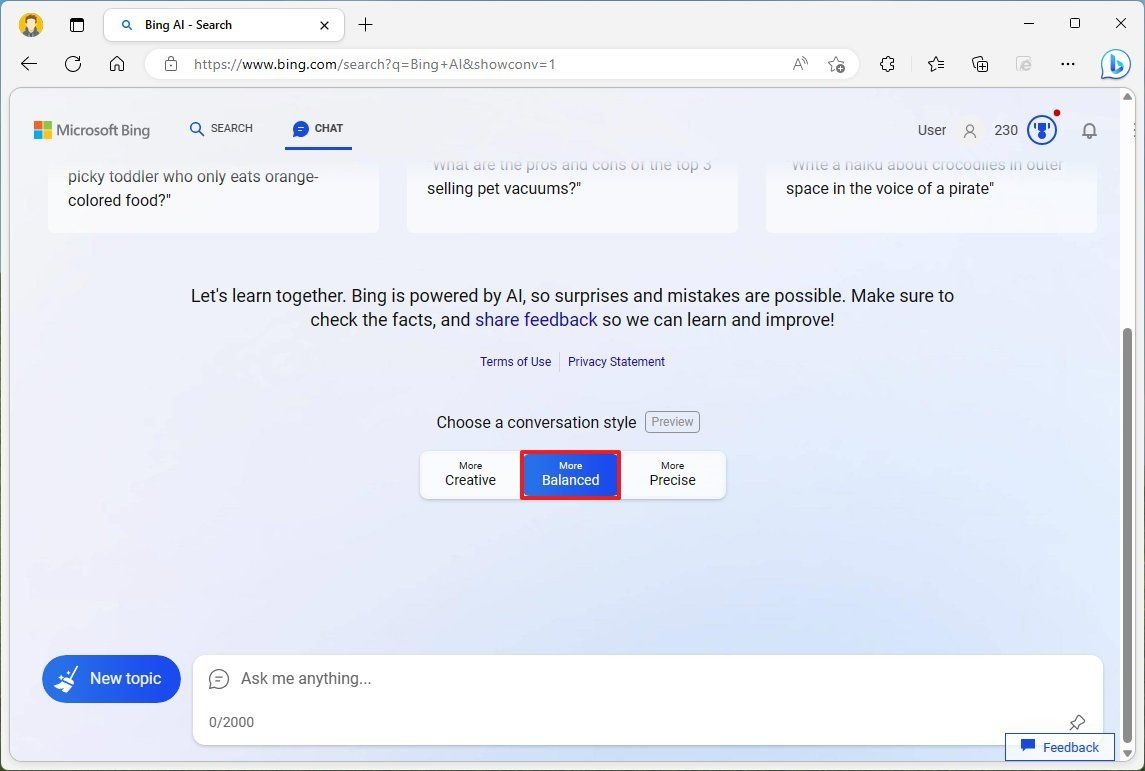 آموزش شروع کار با Bing Chat در ویندوز 11 3 لحن Bing Chat