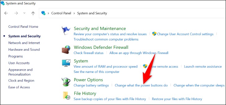 نحوه بالا بردن سرعت شروع به کار ویندوز 11 3 'Change What the Power Buttons Do' را انتخاب کنید.