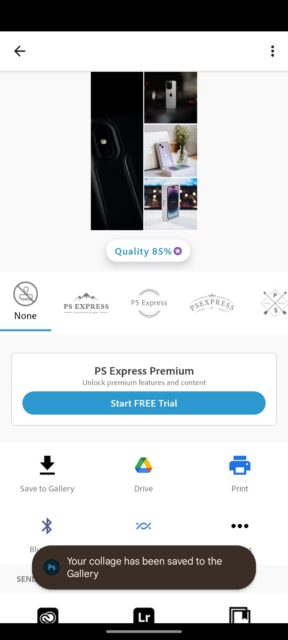 ذخیره تصاویر ترکیبی با استفاده از برنامه Photoshop Express Photo Editor در اندروید
