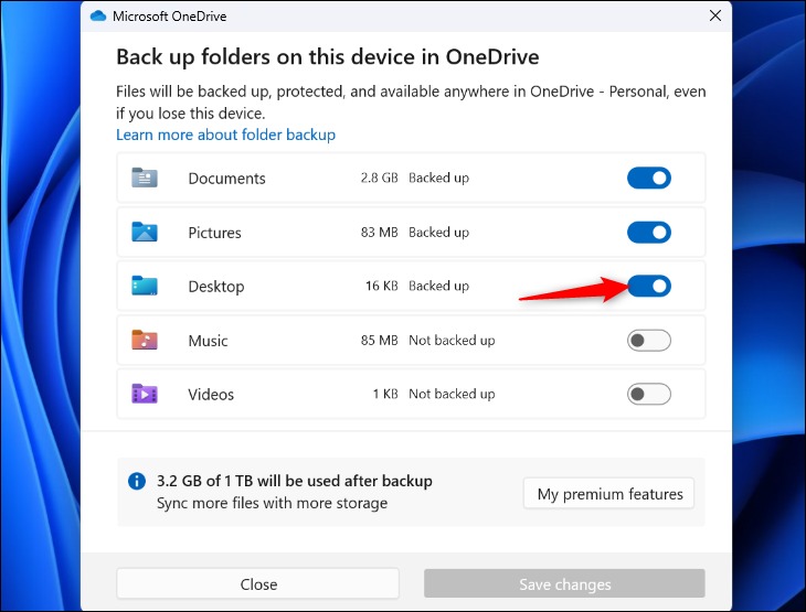 همگام‌سازی پوشه دسک‌تاپ را در OneDrive خاموش کنید.
