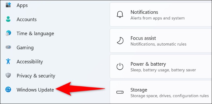 را انتخاب کنید 'به روز رسانی ویندوز' در سمت چپ.