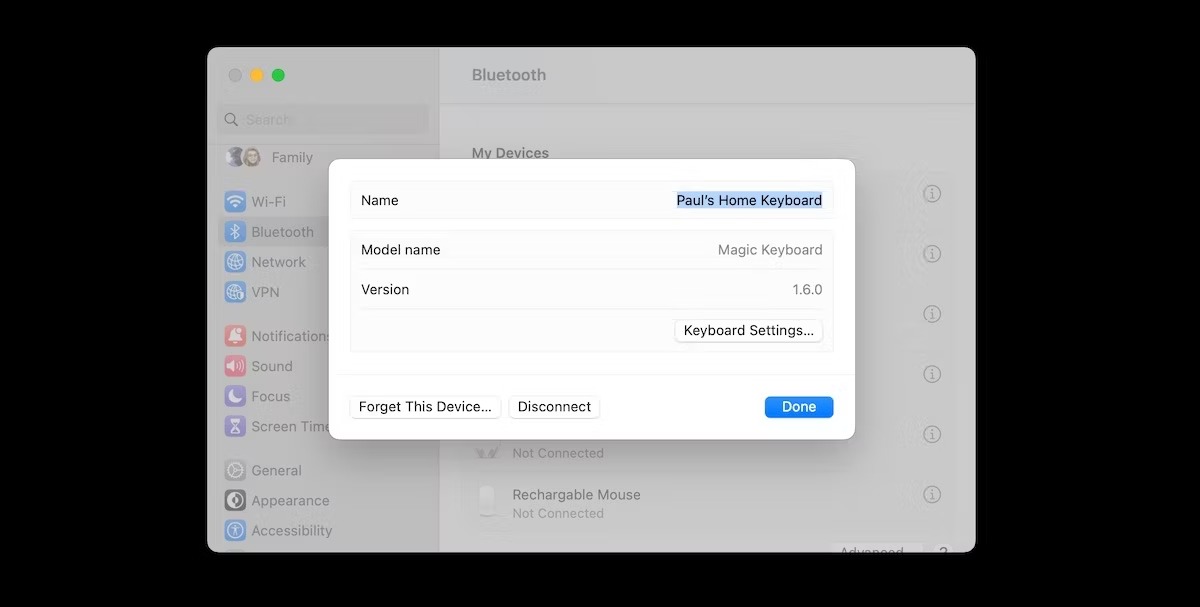 نام صفحه کلید در macOS