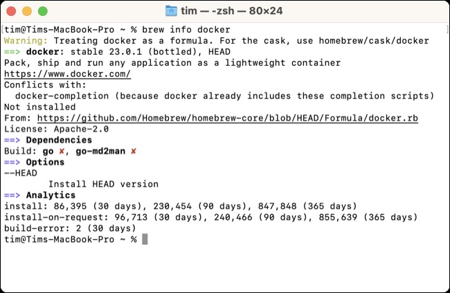 نحوه نصب Homebrew در مک 4 جستجو برای docker با دم در مک.