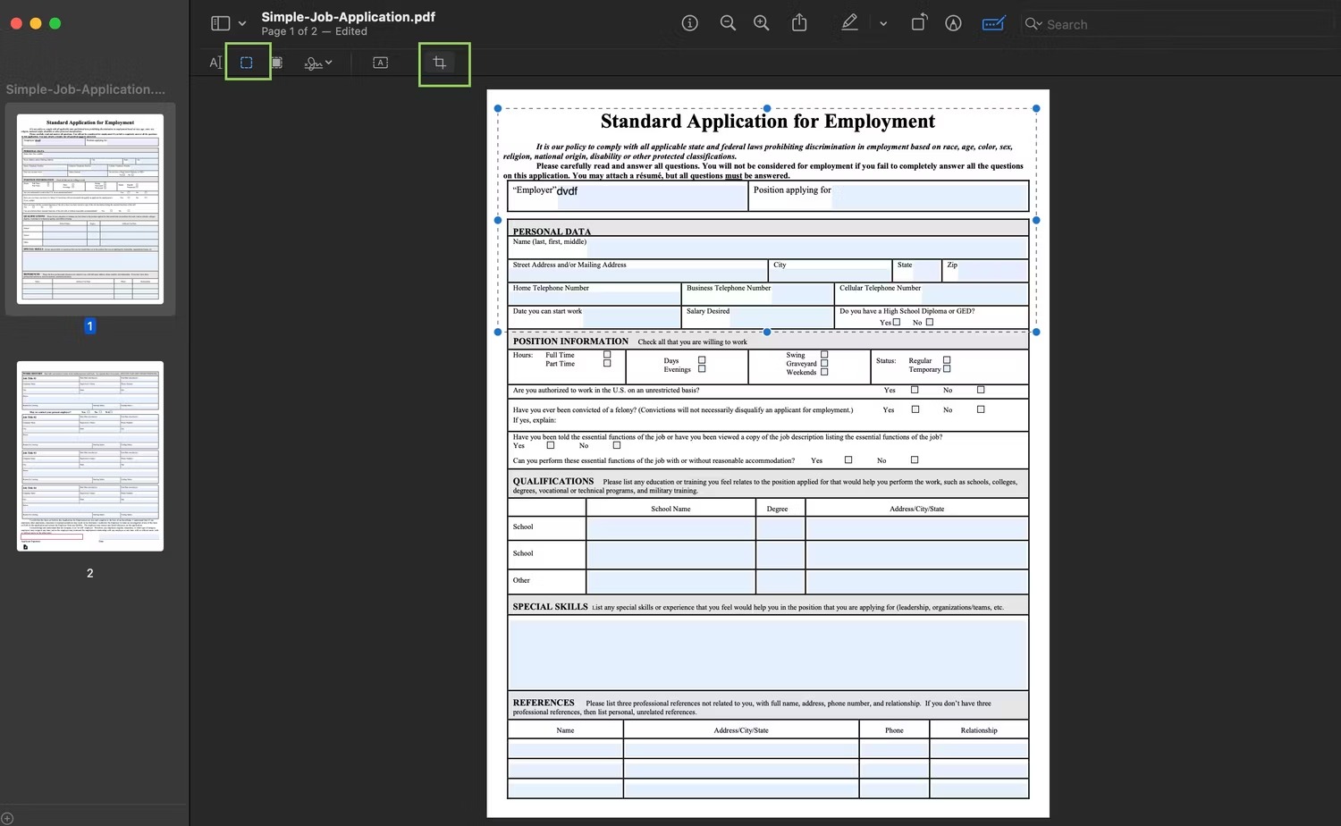 برش صفحه PDF - پیش نمایش