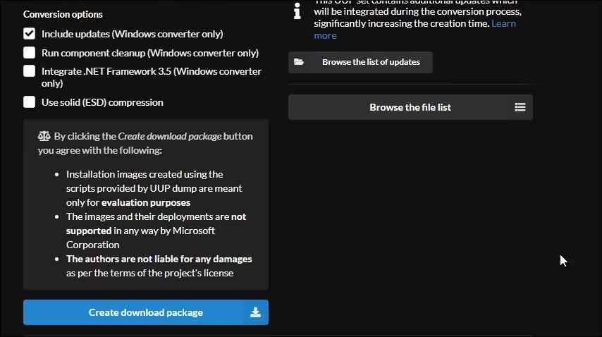 نحوه دانلود و نصب ARM ویندوز 11 با ISO 5 دانلود بسته uup dump گزینه تبدیل