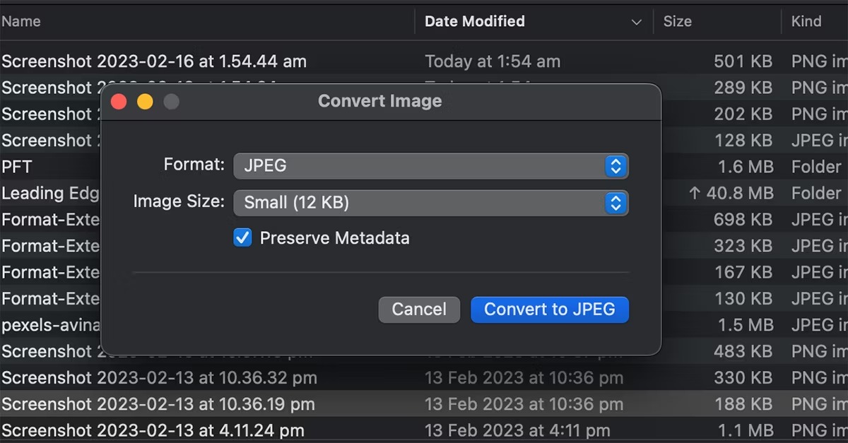 تبدیل جزئیات فایل تصویر macOS