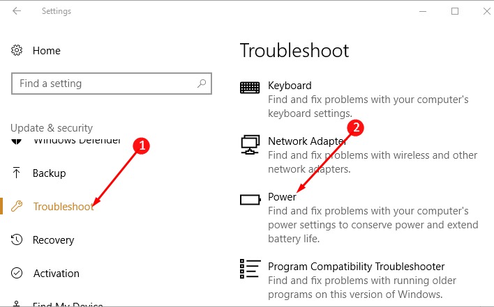 نحوه اجرای Power Troubleshooter در ویندوز 10 1 نحوه اجرای Power Troubleshooter در ویندوز 10 pic 2