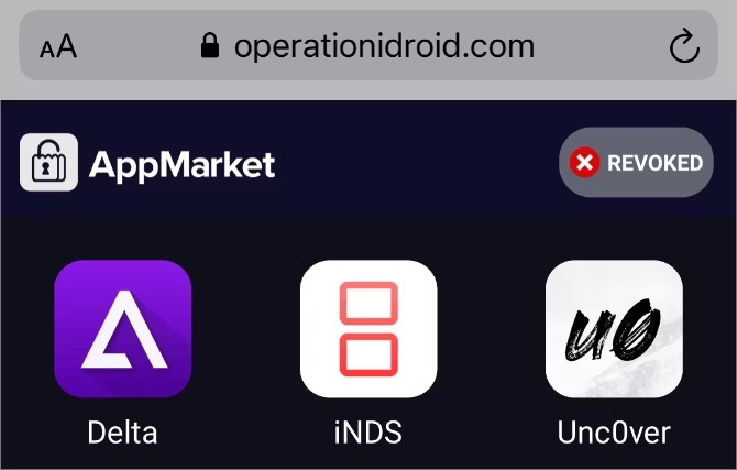 Operation iDroid Alternative App Store در Safari