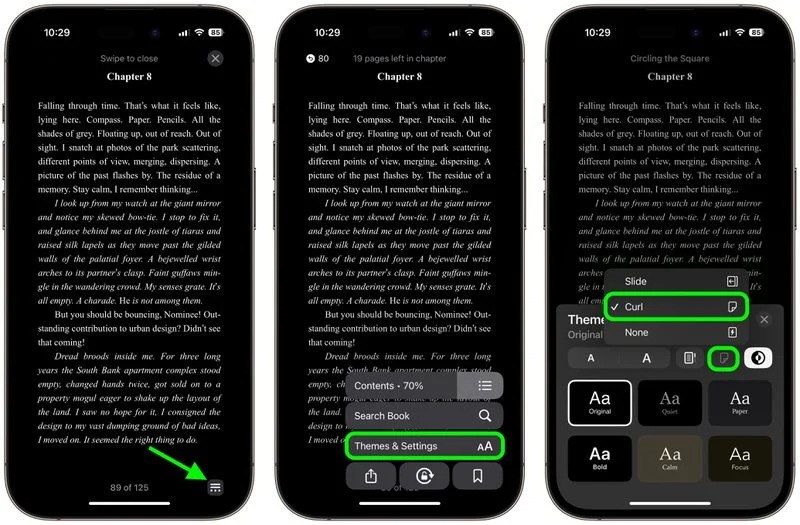 نحوه فعال کردن انیمیشن کلاسیک ورق زدن در Apple Books 1 برنامه Apple Books