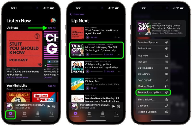 نحوه حذف اپیزودها از 'Up Next' در برنامه پادکست در آیفون