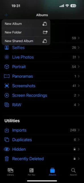 گزینه های آلبوم جدید در برنامه iOS Photos