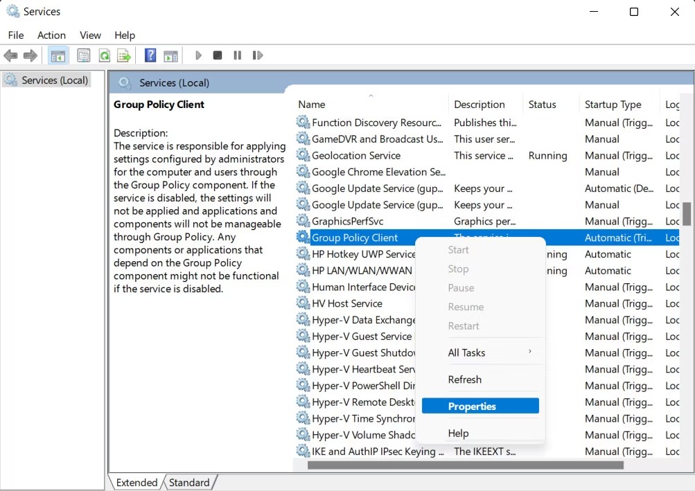 4 راه حل پایدار نماندن تنظیمات Group Policy و Registry در ویندوز 11 1 به ویژگی های سرویس گیرنده خط مشی گروه دسترسی پیدا کنید